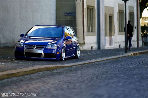 Stanced Out Blue Volkswagen Golf Fitted With Rotiform Custom Wheels