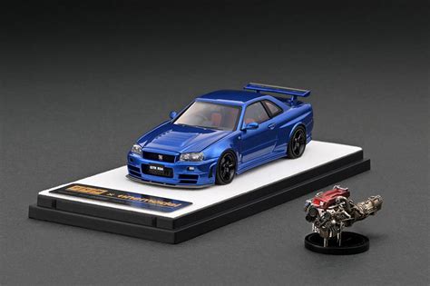 Pgm 430101 1 143 Nismo R34 Gt R Z Tune Metallic Blue Line Up 公式