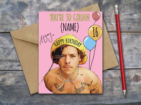 Personalized Harry Styles Birthday Card Harry Styles Card Etsy