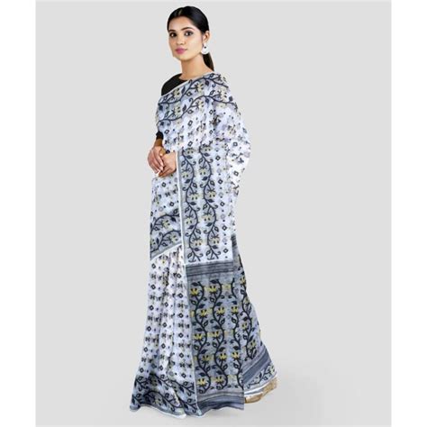 Buy Black And White Jamdani Saree Online