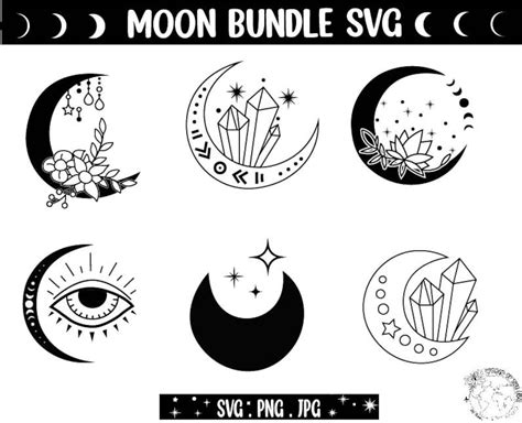 Mystical Svg Crystal Moon Svg Celestial Svg Moon Phase Svg Etsy