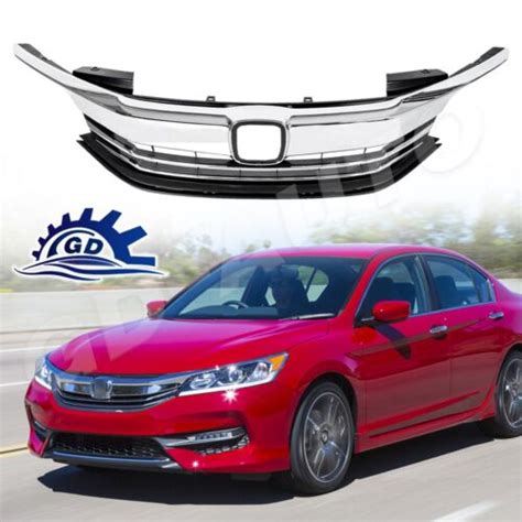 Front Bumper Upper Mesh Grille Black And Chrome For 2016 2017 Honda