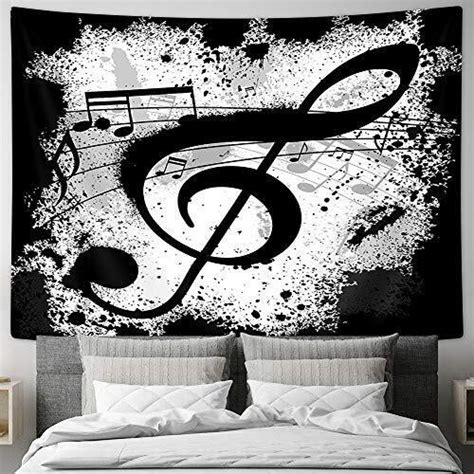 Music Tapestry Wall Hanging Black And White Music Note Psychedelic