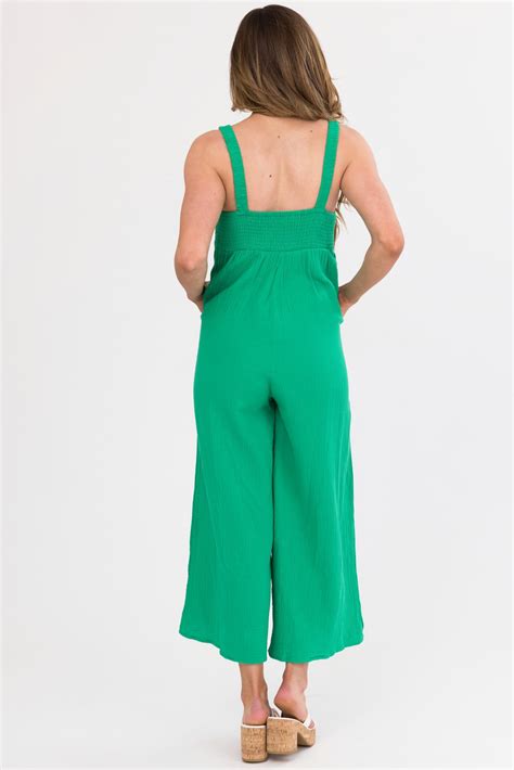 Kelly Green Sleeveless Wide Leg Jumpsuit Lime Lush Boutique