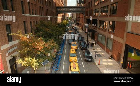 Elevated City Street View From The High Line Pedestrian Walkway Stock