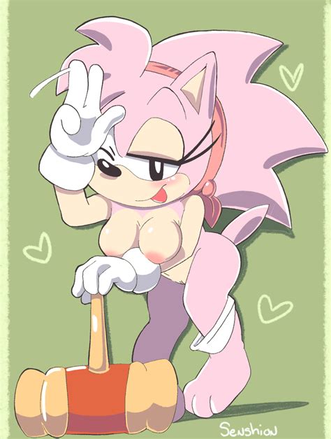 Rule 34 1girls Amy Rose Anthro Areolae Artist Name Black Eyes Black Nose Breasts Classic Amy