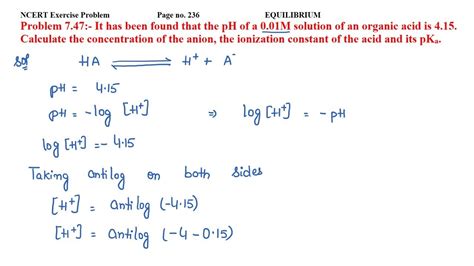 It Has Been Found That The PH Of A 0 01M Solution Of An Organic Acid Is