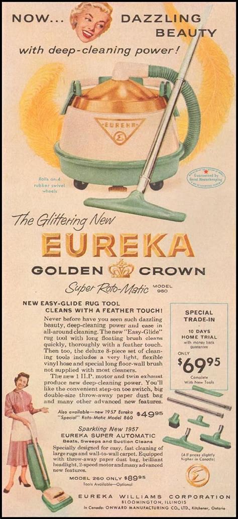 Eureka Golden Crown Vacuum Cleaners Good Housekeeping 05 01 1957 P 34