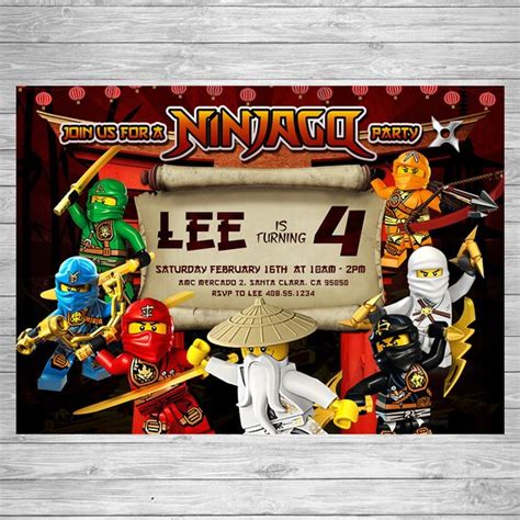 Lego Ninjago Birthday Invitation Lego Ninjago Party Lego Etsy