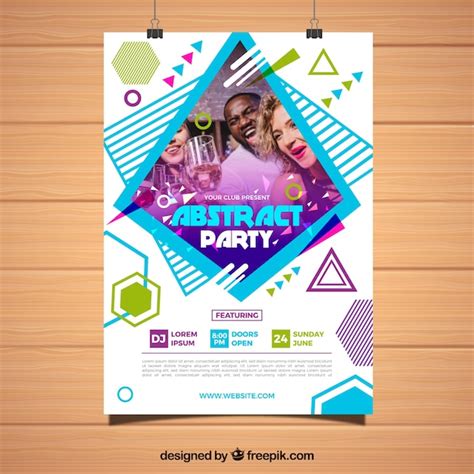 Free Vector Abstract Party Poster Template With Geometric Shapes