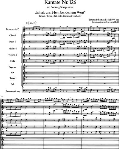 Kantate Bwv Erhalt Uns Herr Bei Deinem Wort Full Score Sheet