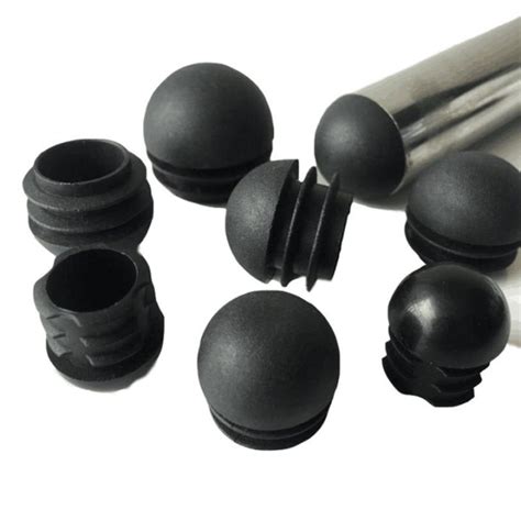 Black White Domed Round Plastic Black Blanking End Caps Tube Pipe