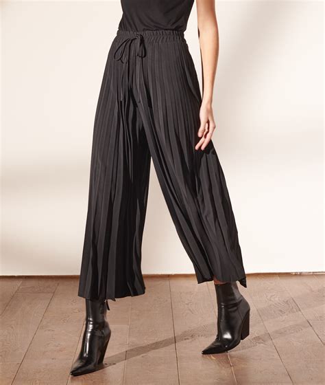 Pantalon Large Plissé Noir Etam