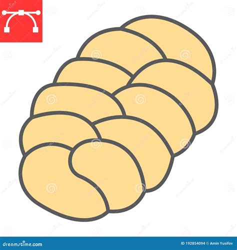 Challah Line Icon Jewish Pastry Bread Loaf Symbol Outline Style