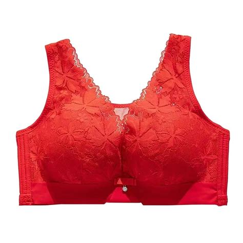 Mallwal Sports Bralettes For Women Seamless Bra Feature V Neck Full Figure Bra Style W 353 Red