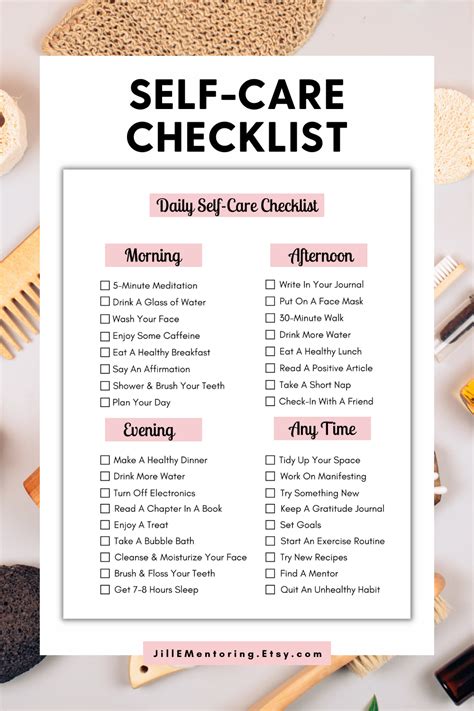 Self Care Checklist Printable Self Care Planner Daily Self Care Habit