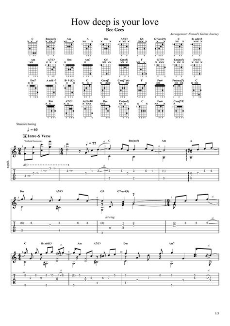 Bee Gees How Deep Is Your Love Classical Fingerstyle Guitar Sheets