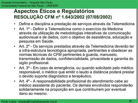 Apresentação geral sobre o tema telemedicina e telessaúde PPT