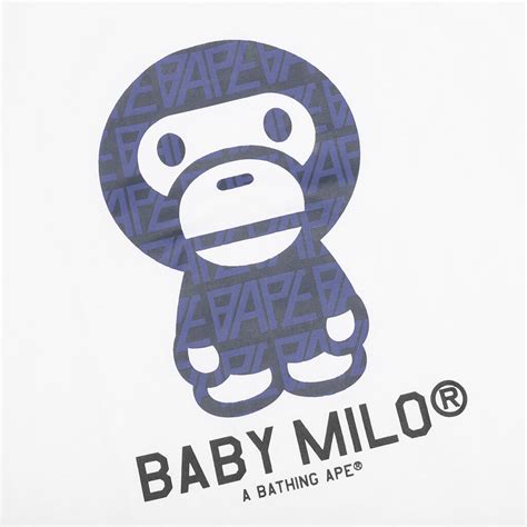 Bape Logo Monogram Baby Milo Tee Whitenavy Feature