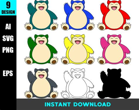 Snorlax Vector Svg Eps Png Ai Outline Cricut Etsy