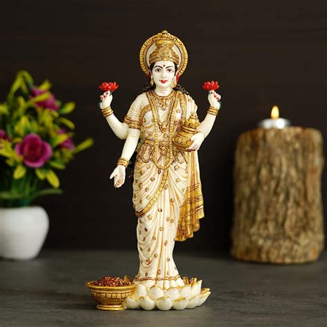 Buy Shyam Antique Creation Goddess Lakshmi Ji Standing On Lotus Statue