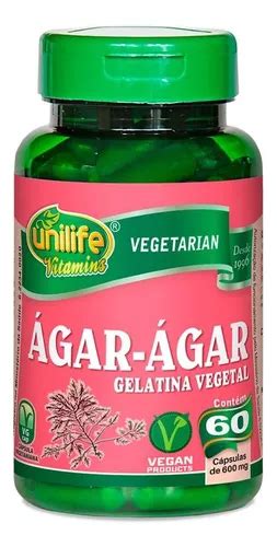 Gelatina Vegetal De Agar Agar Mg C Psulas Unilife Natural