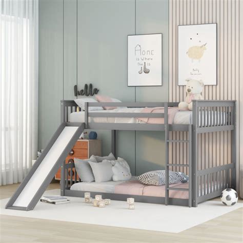 Dropship Full Over Full Bunk Bed With Slide To Sell Online At A Lower