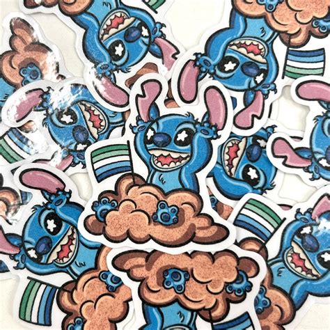 Stitch Lgbtq Gay Man Pride Flag Small Handmade Sticker Etsy