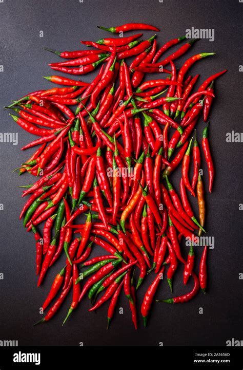 Overhead View Of Freshly Picked Red Cayenne Peppers Stock Photo Alamy