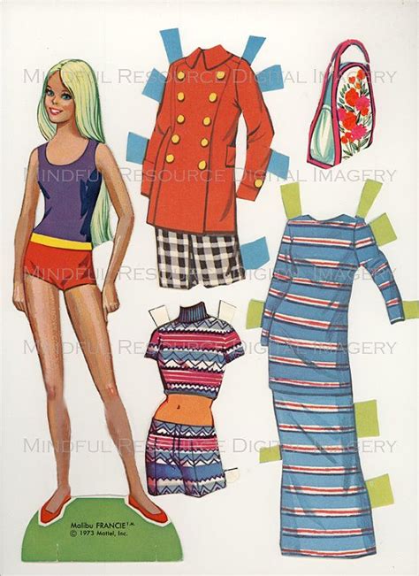 Malibu Francie Printable Paper Doll Retro Fashion Paper Doll