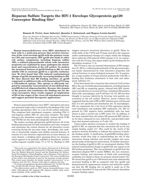 Pdf Heparan Sulfate Targets The Hiv Envelope Glycoprotein Gp