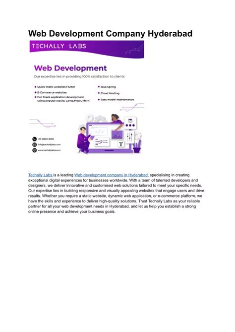 Ppt Web Development Company Hyderabad Techally Labs Powerpoint