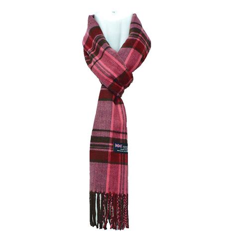 Plaid Coral Pink Mens Womens Wool Scarf Scotland Made Scarves Winter 100 Cashmere