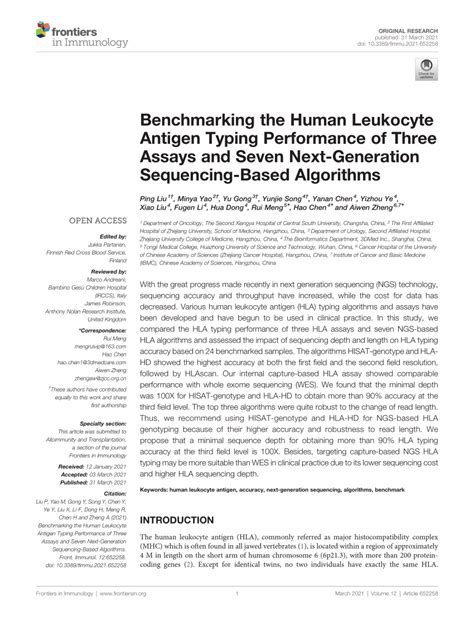 PDF Benchmarking The Human Leukocyte Antigen Typing Performance Of