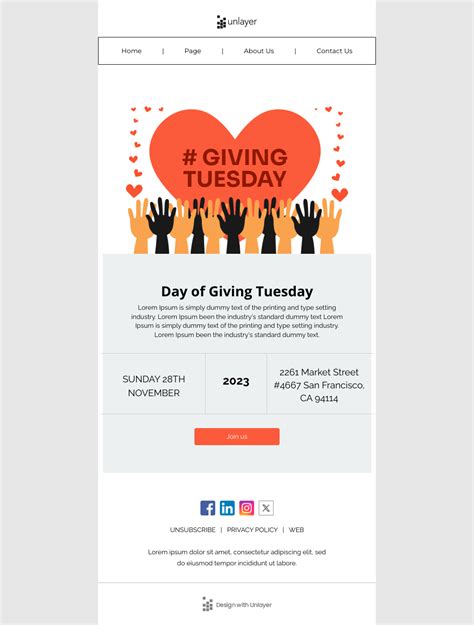 Day Of Giving Tuesday Email Template Unlayer