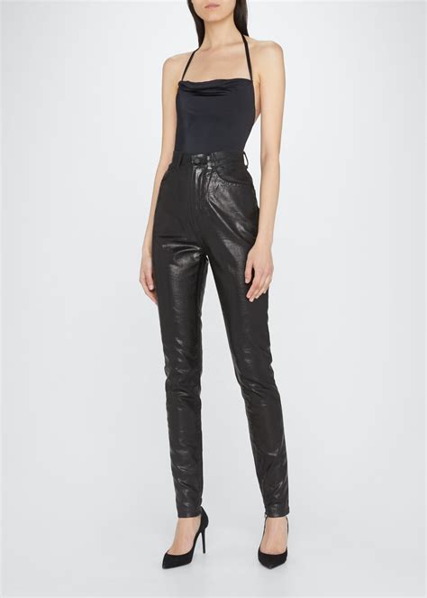 Saint Laurent Cowl Halter Jersey Bodysuit Nero Editorialist