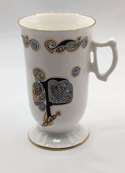 Vintage Royal Tara Book Of Kells Letter P On Coffee Beaker Galway