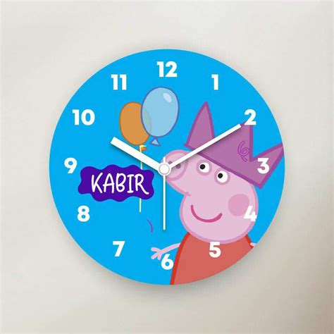 Buy Peppa Pig Theme Persionalised Name Wall Clock Online In India