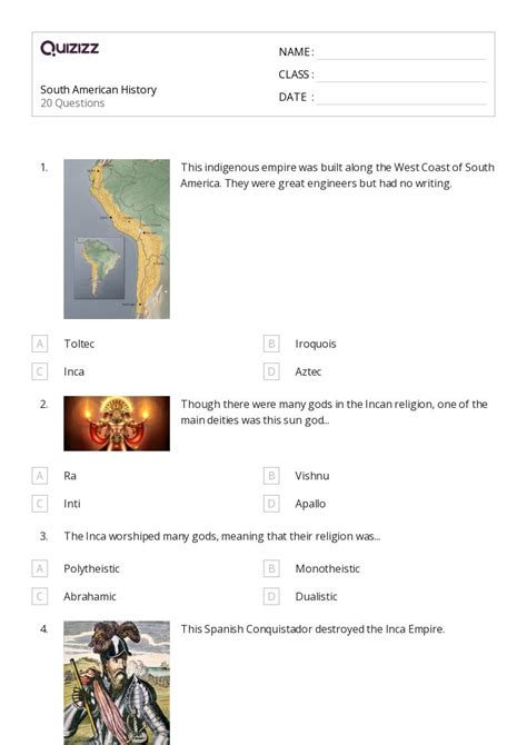 50 Inca Civilization Worksheets For 8th Year On Quizizz Free Printable