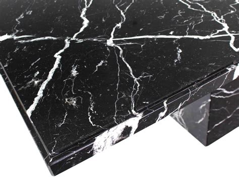 Single Pedestal Black Marble-Top Dining Table at 1stdibs