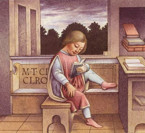 A Young Boy Reading Cicero In Renaissance Italy Stock Image Look And