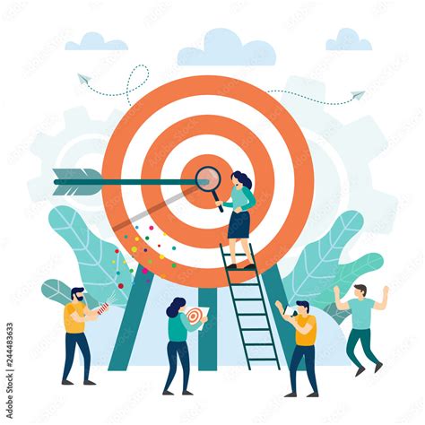 Goal Achievement Target With An Arrow Hit The Target Stock Vector