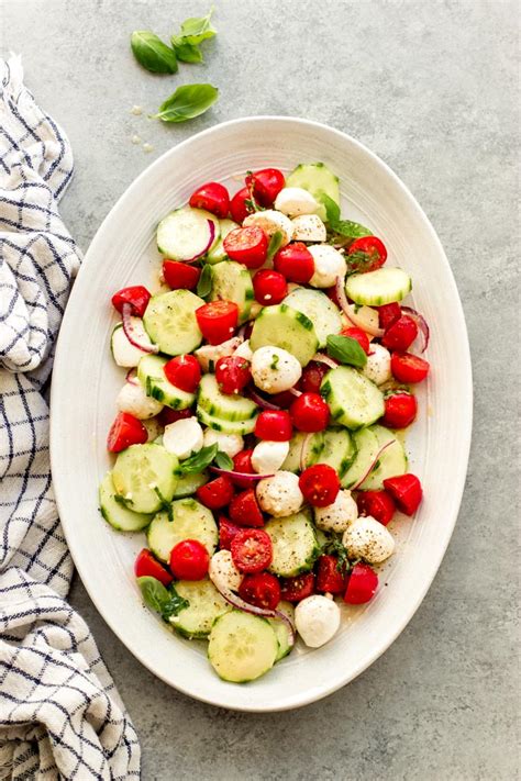 Crisp And Fresh Cucumber Tomato Mozzarella Salad Recipe