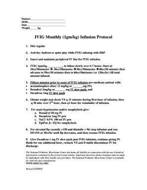 Ivig Infusion Protocol Pdf - Fill and Sign Printable Template Online