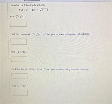 Solved Consider The Following Functions F X X2 G X X−3