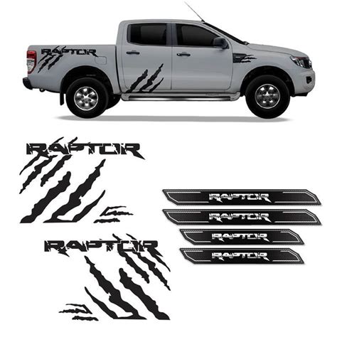 Kit Faixa Ford Ranger Raptor 2013 2022 Adesivo Preto Soleira