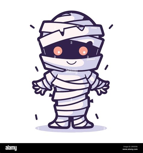 Hand Drawn Cute Mummy In Flat Style Isolated On Background Stock Vector