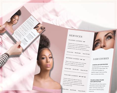 Eyelash Extensions Leaflet Template Trifold Lash Service Brochure