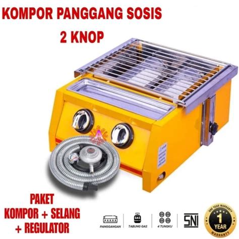 Jual Kompor 2 Tungku Gas Roaster Panggang Panggangan Sosis