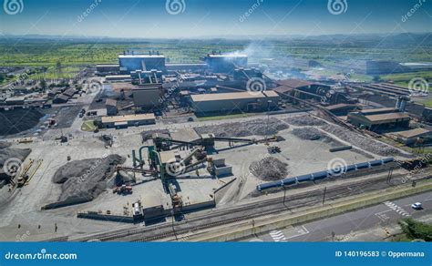 Ore Processing, Smelting and Pelletizing Plant Seen from Above on a ...